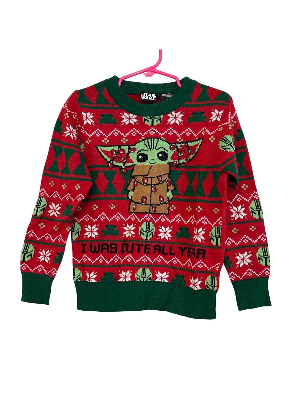 NWT Toddler Star Wars Christmas Baby Yoda Crew Ugly Sweater 3T